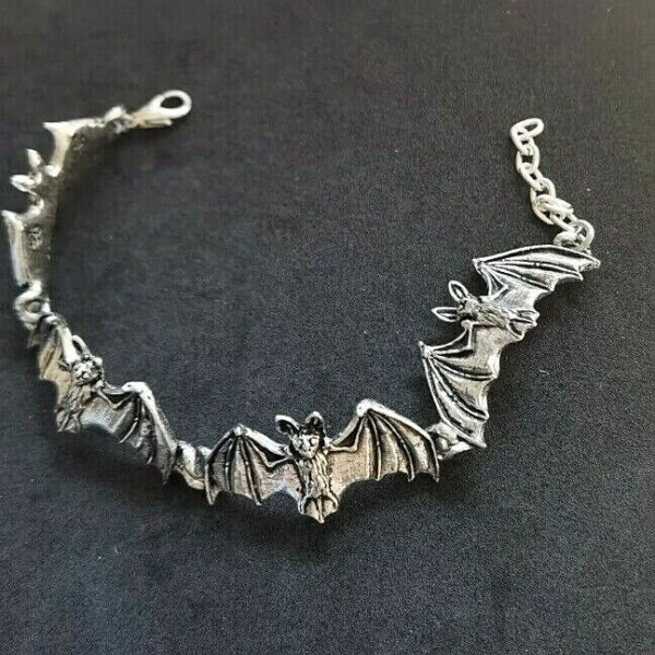 BAT CHAIN bracelet pewter ALCHEMY GOTHIC - Image 2